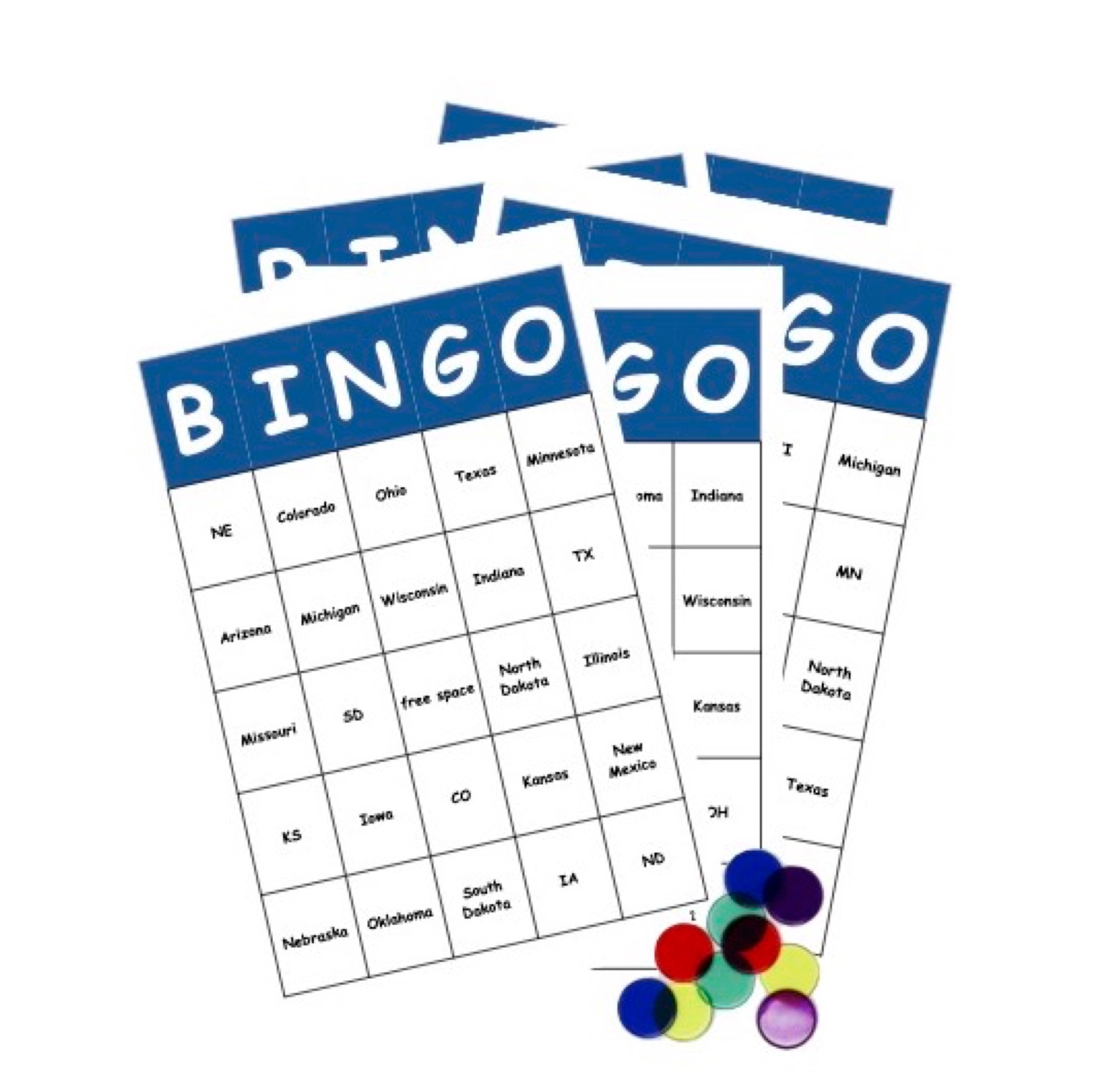 States Bingo and Memory Games: Great Lakes, Midwest, Southwest